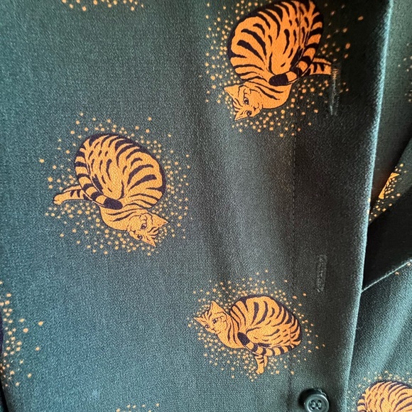 Monki wife-leg cat pattern jumpsuit with pockets xs - Picture 3 of 6